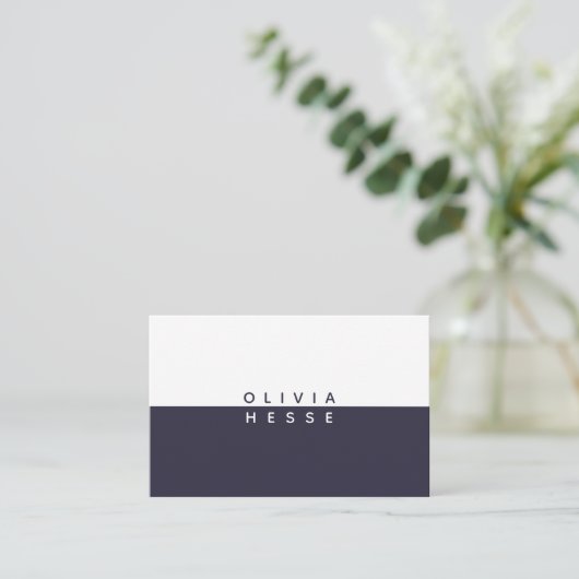 Tarjeta visita Minimal DarkBlue White BusinessCard Visitekaartje (Staand voorkant)