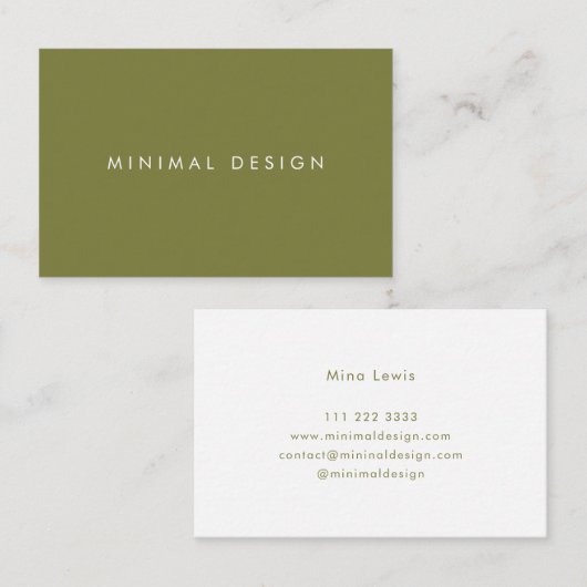 Tarjeta visita Minimal Green & White BusinessCard Visitekaartje (Voorkant / Achterkant)