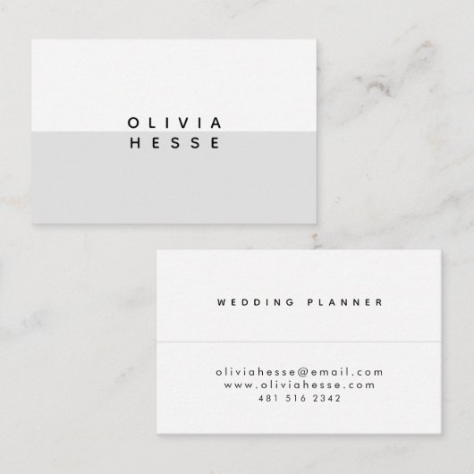 Tarjeta visita Minimal Grey White Business Card Visitekaartje (Voorkant / Achterkant)