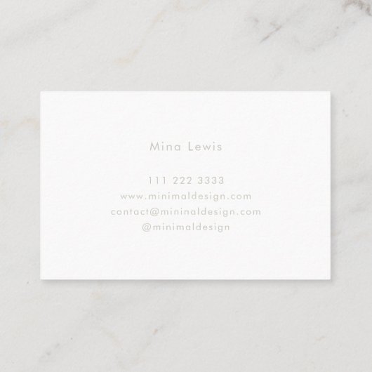 Tarjeta visita Minimal Grey & White BusinessCard Visitekaartje (Achterkant)