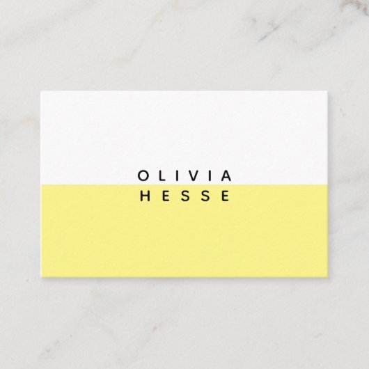 Tarjeta visita Minimal Yellow White Business Card Visitekaartje (Voorkant)