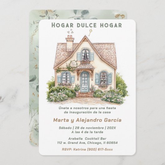 Tarjetas de Invitación Para Inauguración Casa Kaart (Voorkant / Achterkant)