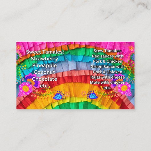 Tarjetas de Negocio Tamales Visitekaartje (Achterkant)