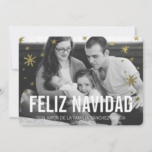 Tarjetas Navideñas DE Foto | Nieve DE Oro Feestdagenkaart (Voorkant)