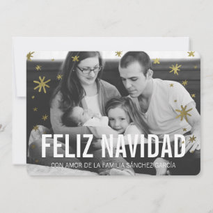 Tarjetas Navideñas DE Foto   Nieve DE Oro Feestdagenkaart