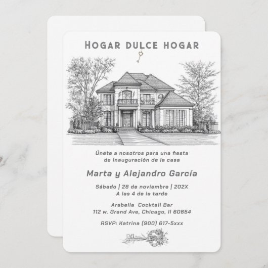 Tarjetas Personalizadas Para Apertura de Casa Kaart (Voorkant / Achterkant)