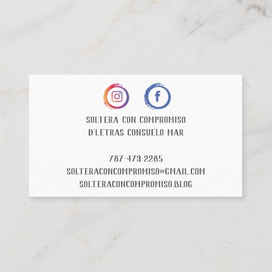 tarjetas visitekaartje (Achterkant)