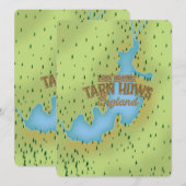 Tarn Hows, meer district, reiskaart. (Voorkant / Achterkant)