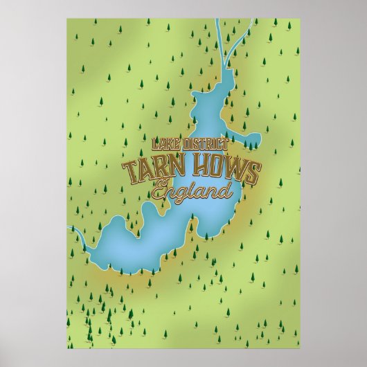 Tarn Hows, meer district, reiskaart. Poster (Voorkant)