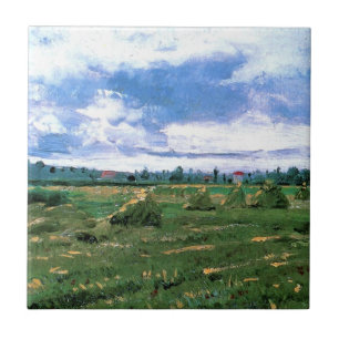 Tarnaastvelden met hooibergen door Vincent van Gog Tegeltje