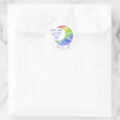 Taro maan, boho, regenboog, adreslabel ronde sticker (Tas)