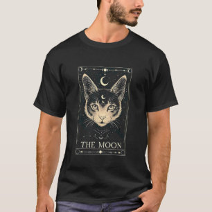 Taroekaart De Maan Halvemaan Zwarte Kat Grafische T-shirt