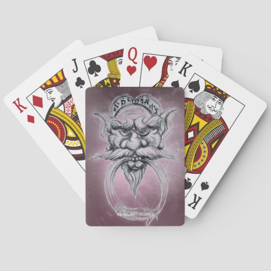 TAROT/ANTIEK FANTASY GROTESQUE MASK Black Paars Pokerkaarten (Achterkant)