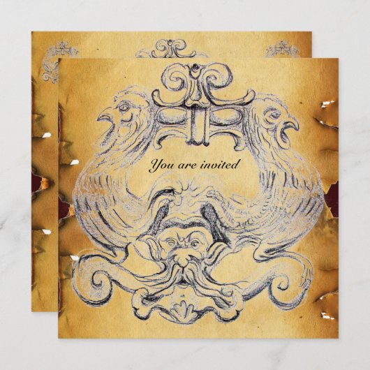 TAROT/ANTIEK FLORENTINE GROTESQUE PARCHMENT KAART (Voorkant / Achterkant)