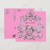 TAROT/ANTIEK FLORENTINE GROTESQUE Roze zwart Kaart (Voorkant / Achterkant)