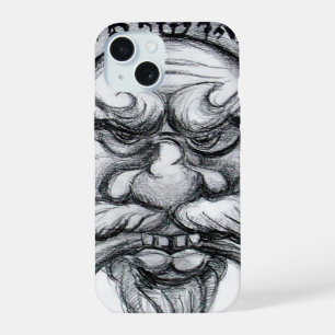 TAROT/ANTIEKE FANTASIE GROTESKE MASKER Zwart Wit iPhone 15 Hoesje