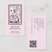 Tarot Artisan Baker Dessert Caterer QR Code Pink Visitekaartje (Voorkant / Achterkant)