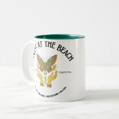 Tarot at the beach Halloween  Tweekleurige Koffiemok (Voorkant links)