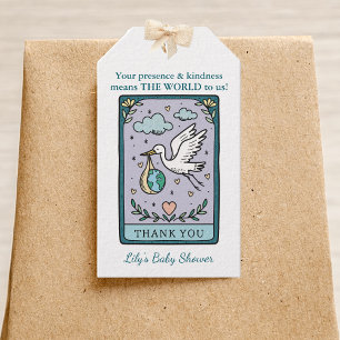 Tarot Baby shower De Wereld Dank U Gunst Cadeaulabel