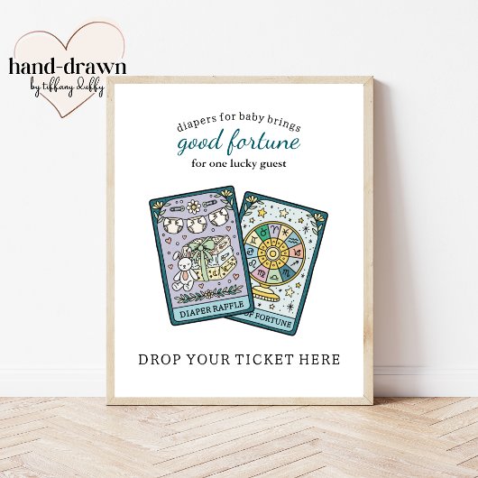 Tarot Baby Shower Diaper Raffle Table Sign Poster