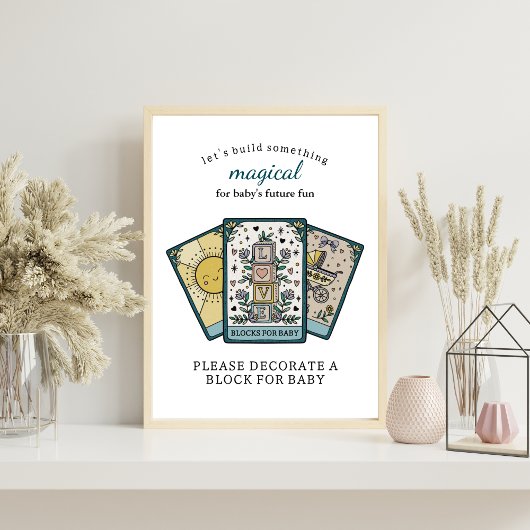 Tarot Baby Shower Frameable Blocks for Baby Sign Poster