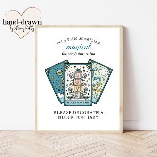 Tarot Baby shower Frameable Blocks voor Baby Sign Poster