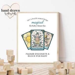 Tarot Baby Shower Frameerbare Blokken voor Baby Ge Poster