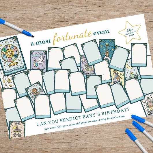 Tarot Baby shower Verjaardag Gissen Spel Poster