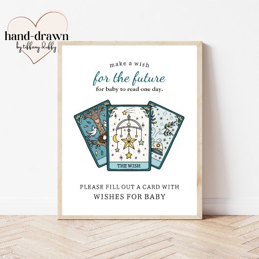Tarot Baby Shower Wishes for Baby Activity Sign Poster
