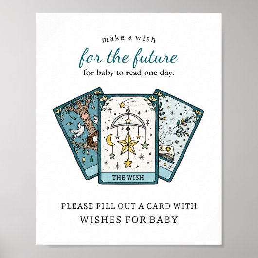 Tarot Baby Shower Wishes for Baby Activity Sign Poster (Voorkant)