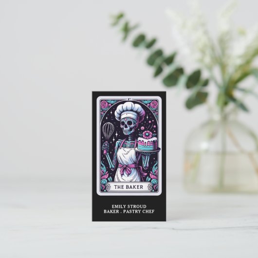 Tarot Baker Black Visitekaartje (Staand voorkant)