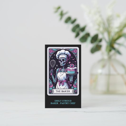 Tarot Baker Black Visitekaartje (Staand voorkant)