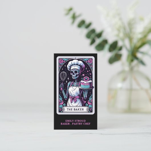 Tarot Baker Black Visitekaartje (Staand voorkant)