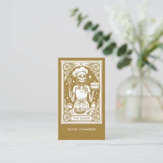 Tarot Baker Gold Pastry Chef Dessert Visitekaartje (Staand voorkant)