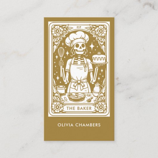 Tarot Baker Gold Pastry Chef Dessert Visitekaartje (Voorkant)