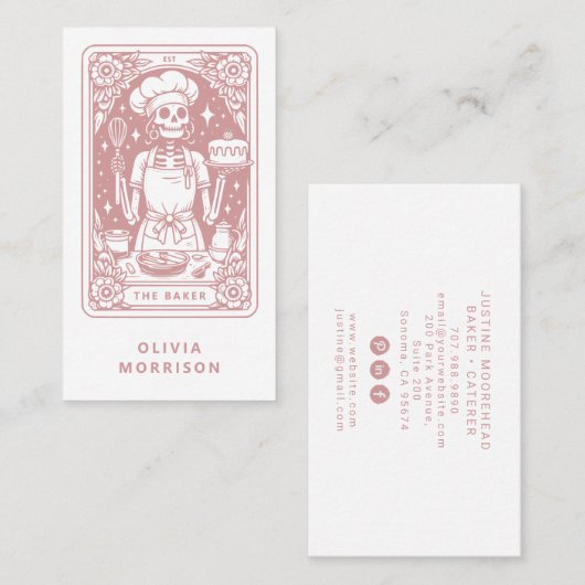 Tarot Baker Pastry Chef Dessert Cateraar Dusty Pin Visitekaartje (Voorkant / Achterkant)