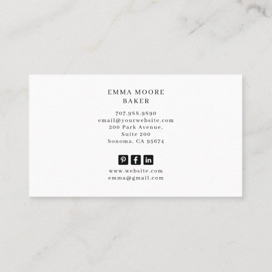 Tarot Baker Pastry Chef Dessert Cateraar Visitekaartje (Achterkant)