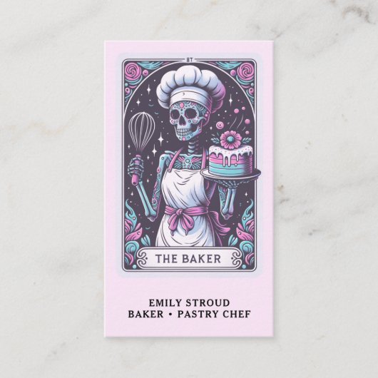 Tarot Baker Pastry Chef Dessert Caterer Pink Visitekaartje (Voorkant)