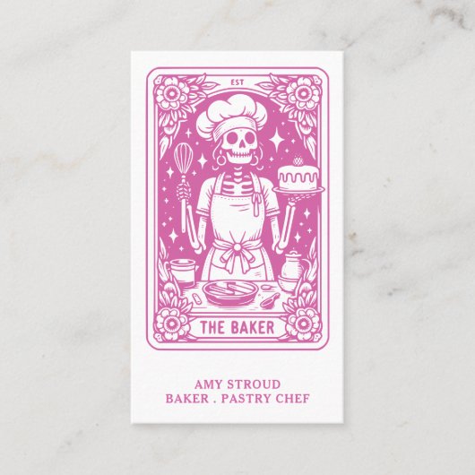 Tarot Baker Pastry Chef Hot Pink Visitekaartje (Voorkant)