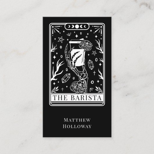 Tarot  Barista Black Business Card Visitekaartje (Voorkant)