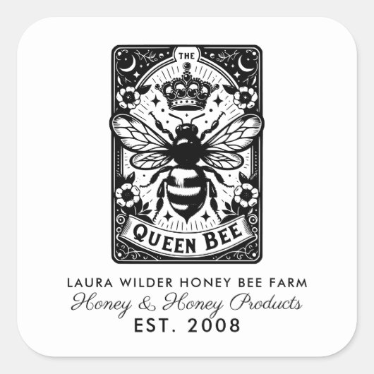Tarot Bee Theme Honey Bee Apiary Boerderij Beekeep Vierkante Sticker (Voorkant)