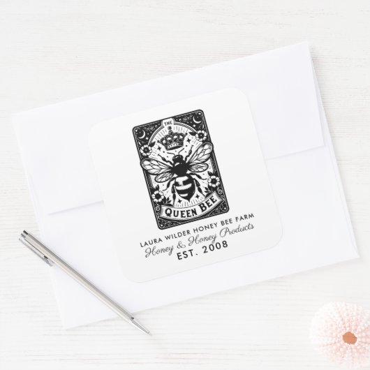 Tarot Bee Theme Honey Bee Apiary Boerderij Beekeep Vierkante Sticker (Envelop)