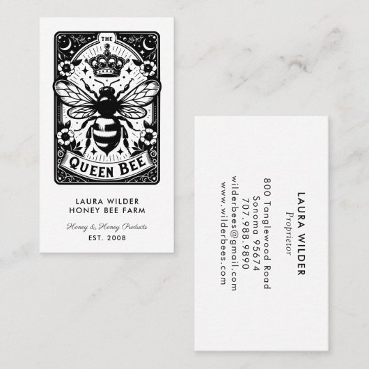 Tarot Bee Theme Honey Bee Apiary Boerderij Beekeep Visitekaartje (Voorkant / Achterkant)
