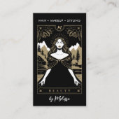 Tarot Bergen Godin Modern Elegant Zwart Goud Visitekaartje (Voorkant)