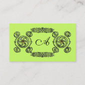 TAROT Black Green Celtic Drawing Gemstone Monogram Visitekaartje (Achterkant)