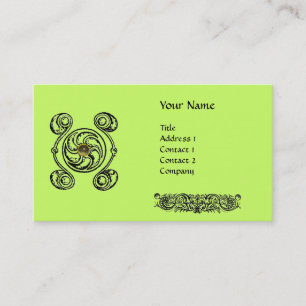 TAROT Black Green Celtic Drawing Gemstone Monogram Visitekaartje