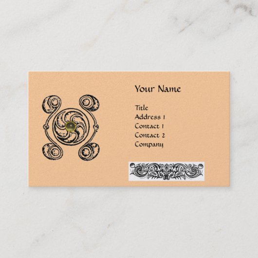 TAROT Black Pink Celtic Drawing Gemstone Monogram Visitekaartje (Voorkant)