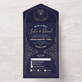 Tarot bruiloft & RSVP Maan Kristallen Hart Uitnodi All In One Uitnodiging (Binnen)