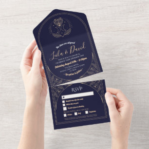 Tarot bruiloft & RSVP Maan Kristallen Hart Uitnodi All In One Uitnodiging