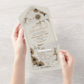 Tarot Bruiloft & RSVP Zon Maan Uitgelijnd Uitnodig All In One Uitnodiging (Afscheurbaar)